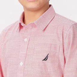 Nautica Boys Premium Fit Vertical Striped Spread Collar Cotton Casual Shirt image 2