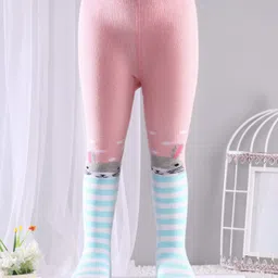 Cute Walk by Babyhug Anti-bacterial Footed Tights Bunny Design - Pink-picture-24
