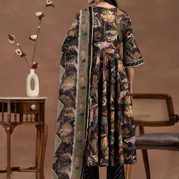 Libas Floral Printed Angrakha Gotta Patti Anarkali Kurta With Trousers & Dupatta image 5