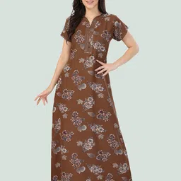 Cloud Soft Floral Printed Cotton Maxi Nightdress-image-92