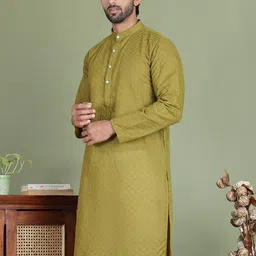 Jompers Men Geometric Embroidered Chikankari Kurta image 5
