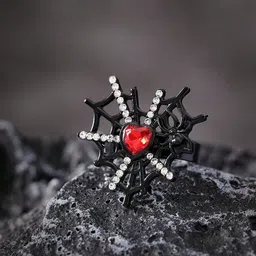 SALTY  Heart Blood Stones-Studded Finger Ring-picture-21