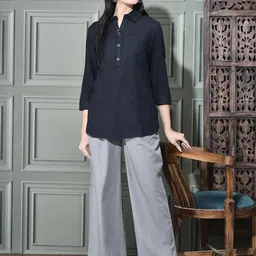 FUTURO Women Roll-Up Sleeves Shirt Style Top-image-52