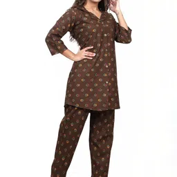 NIGHTFAB Printed Cotton Tunic With Trousers Co-Ords image 2