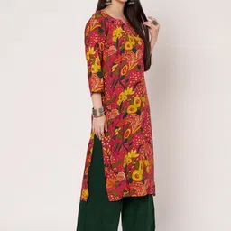 SKYTICK Women Floral Printed Cotton Kurta with Palazzo image 5