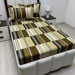Pure Decor Lounge Fur Brown Printed Pure Cotton 210TC Single Bedsheet Sets 1.73 m x 2.36 m-picture-35
