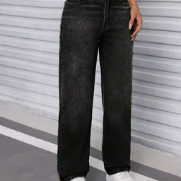 Crazeis Women Comfort Straight Fit High-Rise Light Fade Acid Wash Stretchable Jeans image 3