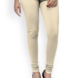 Go Colors Women Beige Solid Churidar Length Leggings-picture-20