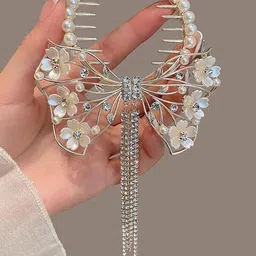 fabula Artificial Stones and Beads Studded Bun Pin Head Jewellery image 3