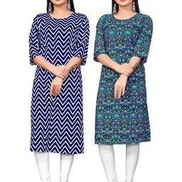 MANTRA DESIGNER Women Pack Of 2 Multicoloured Crepe Kurtas-image-96