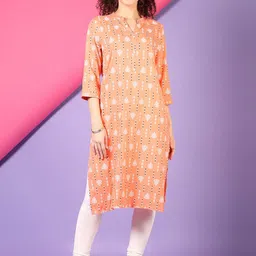 V-Mart Floral Printed Mandarin Collar Straight Kurta-picture-13