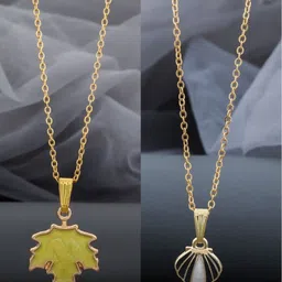 Birado Jewellery Set Of 2 Stainless Steel Gold-Plated Enamelled Necklace-picture-24