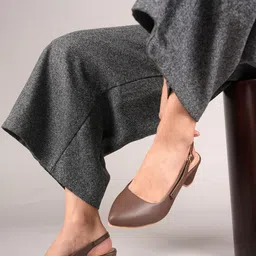 MOZAFIA Women Pointed Toe Block Pumps with Buckles-image-6