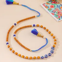 Sangria Evil Eye Beaded Rakhi With Roli Chawal Chandan & Mishri-picture-17