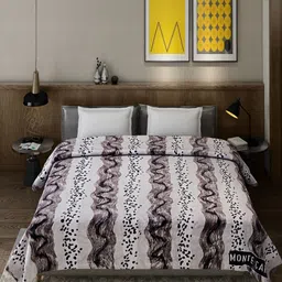 Monte Carlo Pride Brown & Grey Printed Heavy Winter Double Queen Blanket 757 GSM image 5