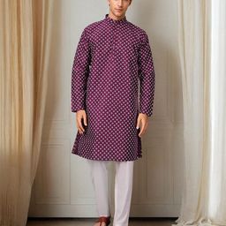 Anouk Rustic Geometric Printed Band Collar Straight Kurta-picture-38