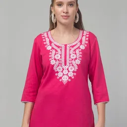 ILMA CREATION Women Ethnic Motifs Embroidered Chikankari Woollen Kurta-picture-21