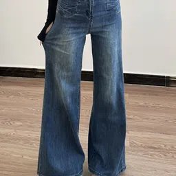 LULU & SKY Women Wide Leg Low-Rise Low Distress Light Fade Jeans-picture-13