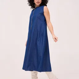 DressBerry Women Denim A-Line Midi Dress image 3