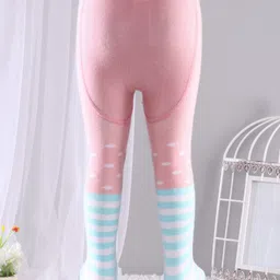 Cute Walk by Babyhug Anti-bacterial Footed Tights Bunny Design - Pink image 3