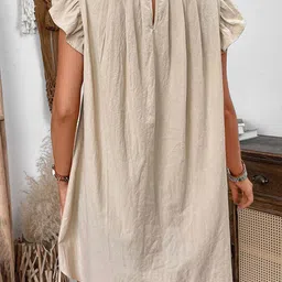 Outzidr Women Striped Flutter Sleeve A-Line Dress image 4