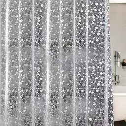 HOME ARK Grey & White Set of 2 Sheer Door Curtain image 2