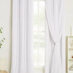 BFAM White Set of 2 Black Out Door Curtain image 5