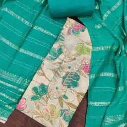 Peachmode Printed Pure Cotton Unstitched Dress Material image 4