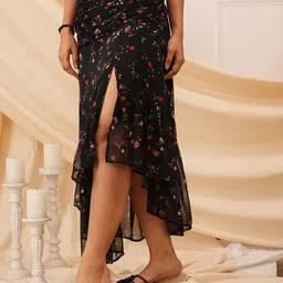 QUIERO Floral Printed A-Line Maxi Skirt image 2