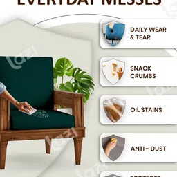 Lazi Teal Solid Polyester Sofa Cover image 4