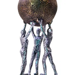 MISS PEACH Silver-Toned Men Group Carrying Earth Earth Day Figurine Showpiece image 5