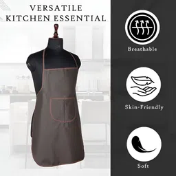 Myntra Elegant Homes 2-Pcs Brown & Blue Checked Kitchen Apron With Center Pockets image 3