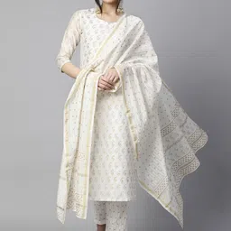 GoSriKi Women Ethnic Motifs Printed Regular Kurta with Trousers & With Dupatta-picture-10