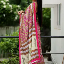 Moda Rapido Floral Block Print Saree image 4