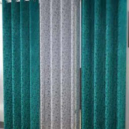 Galaxy Home Decor Teal & White 3 Pieces Room Velvet Darkening Door Curtains-image-68