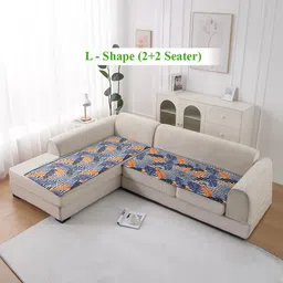 HOKIPO LiefNest Blue 2 Pcs Velvet L Shape 4 Seater Sofa Cover Seat Mat with Foam Filling-image-24