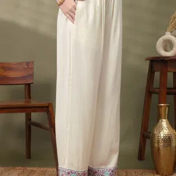 Hemkunt Fabric Ethnic Motifs Embroidered Pashmina Weaved Unstitched Dress Material image 2