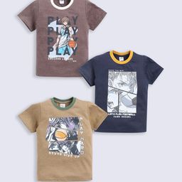 Here&Now X Game Begins Boys Assorted Pack Of 3 Printed T-shirts-picture-25