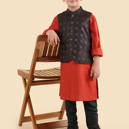 Fabindia Boys Woven Design Nehru Jackets image 5