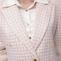 French Connection Fuzzy Detail Geometric Self Design Notched Lapel Blazer image 5