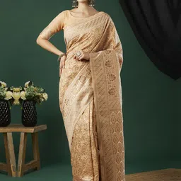 HI FI NX Ethnic Motifs Zari Pure Linen Saree image 1