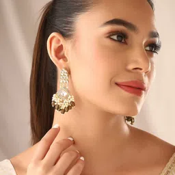 Priyaasi Gold Plated Kundan Contemporary Drop Earrings-picture-37