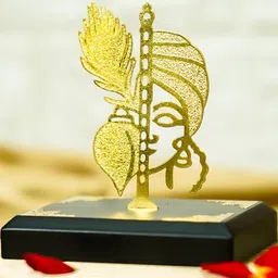 Ekhasa Golden Lord Krishna Idol for Car Dashboard Showpiece image 5