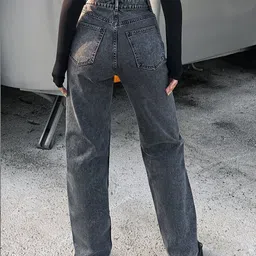 Crazeis Women Comfort Straight Fit High-Rise Light Fade Acid Wash Stretchable Jeans image 3