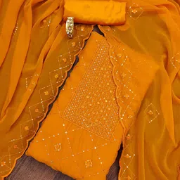 Ishin Embroidered Silk Georgette Unstitched Dress Material-picture-19