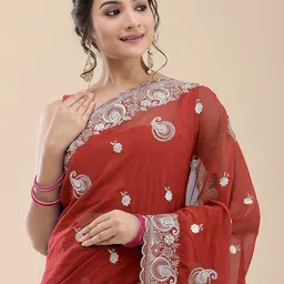 Vervee Couture Floral Beads and Stones Pure Georgette Saree-image-27
