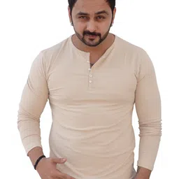Black Collection Men Solid Henley Neck Cotton Slim Fit T-shirt-picture-39