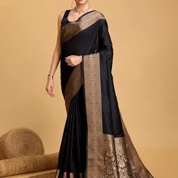 Anouk Rustic Art Silk Zari Kanjivaram Saree With Unstitched Blouse Piece-picture-11