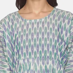 SAHORA Geometric Print Cotton Longline Top image 2
