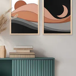 Kotart Black & Brown 2 Pieces Abstract Wooden Wall Arts image 2